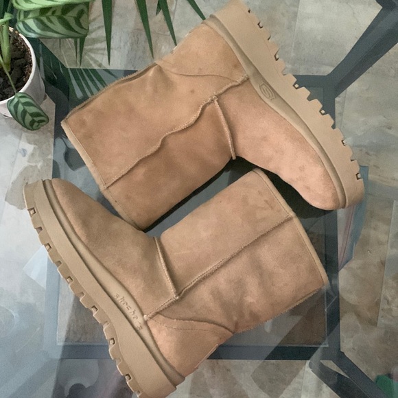 SKECHERS VTG 90’s Y2K Suede Leather Sherpa Lined Chunky Platform Boots - Picture 3 of 11